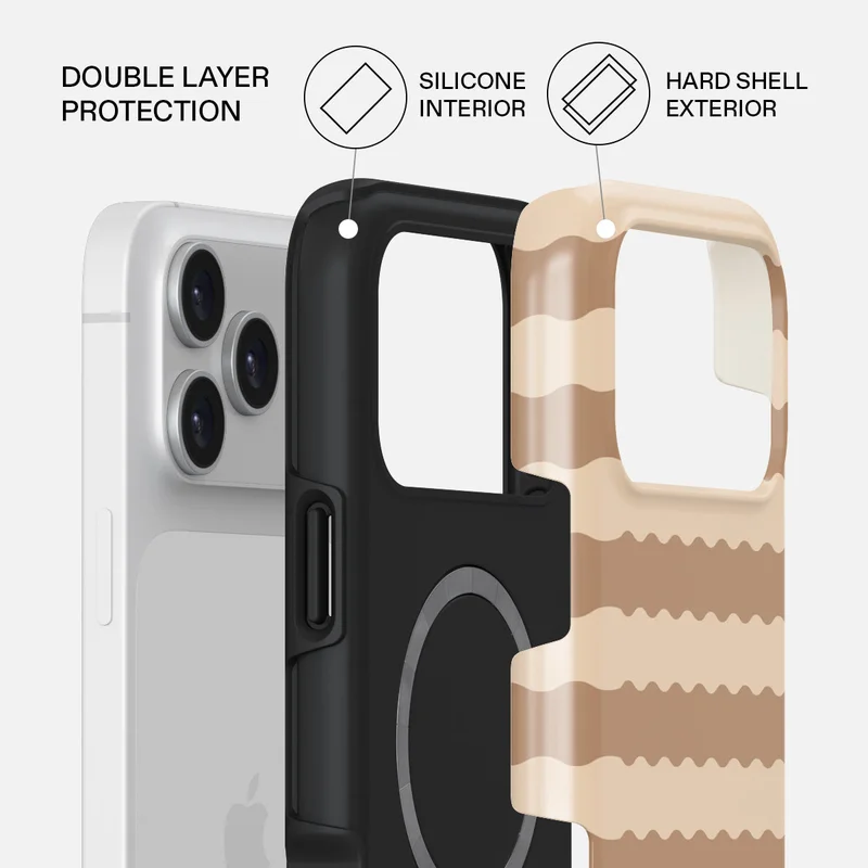 بورجا جراب بورجا آيفون  برو بلون الرمال الذهبية، طبقة مزدوجة هجينة صلبة + سيليكون، مقاوم للخدش والصدمات